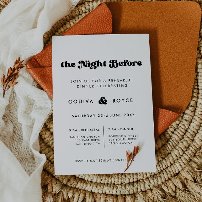 Invitation Stylé rétro La veille du dîner de répétition de ma (Créateur téléchargé)