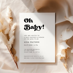 Invitation Style rétro noir & blanc Oh Baby