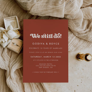 Invitation Stylé rétro terre cuite Nous faisons encore Vow re