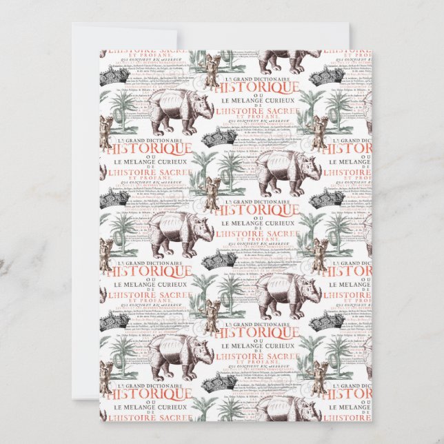 Invitation Style Rhinoceros Rhino Abrecht Durer (Devant)