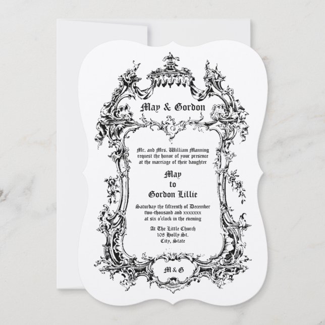Invitation Style Rococo baroque époque victorienne Frontière  (Devant)
