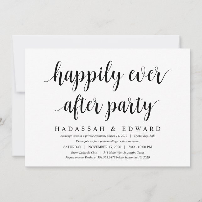 Invitation Style Rustique moderne Cute Black Script, Elopemen (Devant)