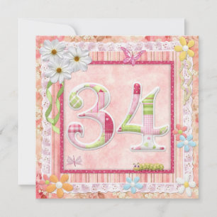 Invitation Style scrapbooking pour la fête du 34e anniversair
