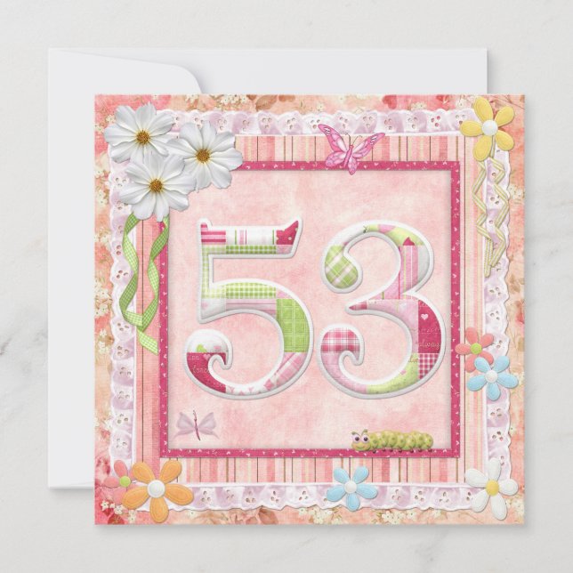 Invitation style scrapbooking pour la fête du 53e anniversair (Devant)