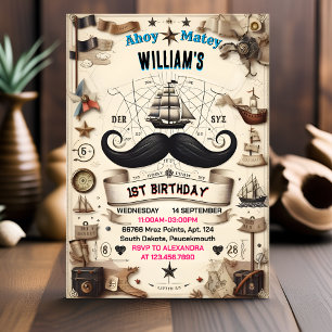 Invitation Style Ship Enfants Cool Drapeau Bateau Pirate 1er