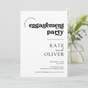 Invitation Style Super Retro Black White Engagement Party