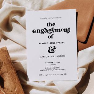Invitation Style Super Retro Black White Engagement Party