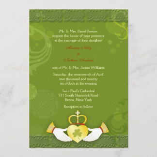 Invitation Style Vert & Or Rustique Mariage irlandais