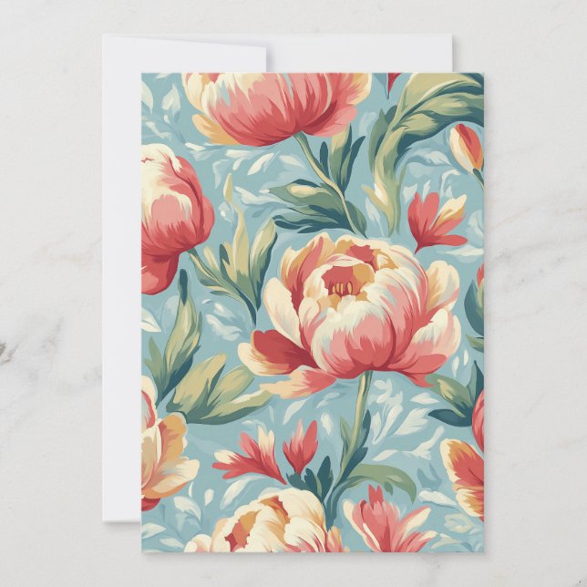 Invitation Style victorien élégant pivoines florales (Devant)