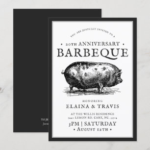 Invitation Style Vintage  Anniversaire  Rôti de porc barbecue