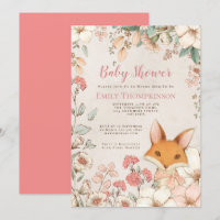 Style vintage Cute Fox Florals Baby shower de crèm