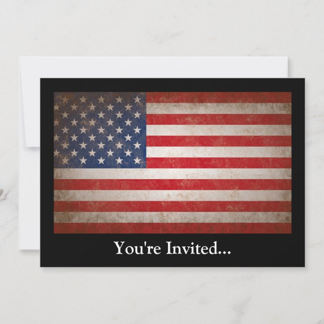 Invitation Style Vintage Drapeau américain Conception patriot (Devant)