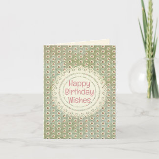 Invitation Style vintage Faded Rose Doily Green Damask