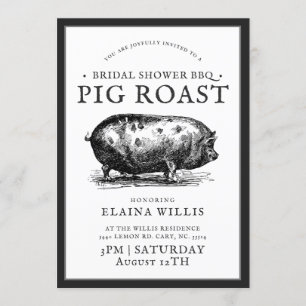 Invitation Style Vintage   Fête de Mariage au Barbecue de Coc