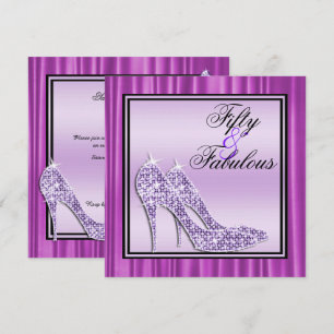 Invitation Stylets scintillants lilas et musique 50 fabuleux