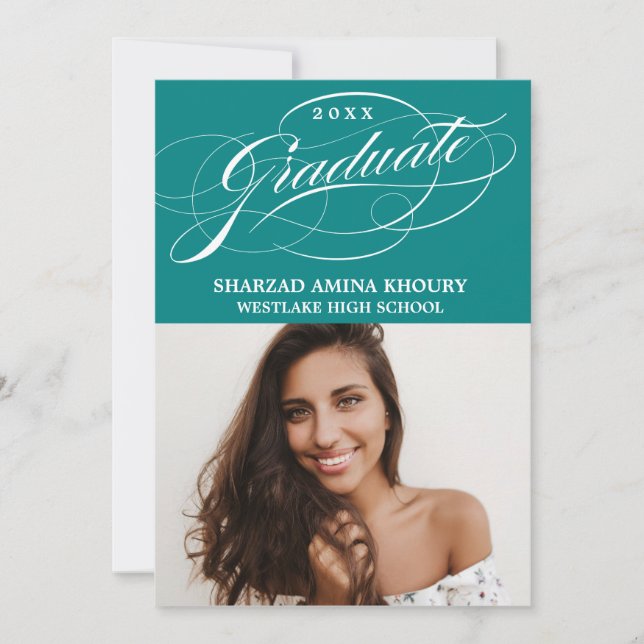 INVITATION STYLISÉ ÉLÉGANT SCRIPT 2 GRADUATE PARTITE INVITATI (Devant)