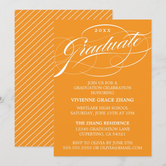 INVITATION STYLISE ÉLÉGANTE SCRIPT GRADUATE PARTITE INVITATIO (Devant / Derrière)