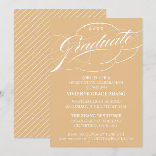 INVITATION STYLISE ÉLÉGANTE SCRIPT GRADUATE PARTITE INVITATIO