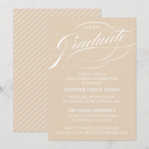 INVITATION STYLISE ÉLÉGANTE SCRIPT GRADUATE PARTITE INVITATIO