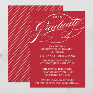 INVITATION STYLISE ÉLÉGANTE SCRIPT GRADUATE PARTITE INVITATIO