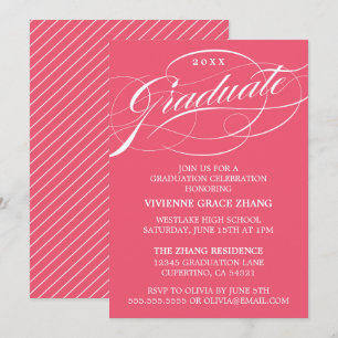 INVITATION STYLISE ÉLÉGANTE SCRIPT GRADUATE PARTITE INVITATIO