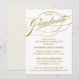 INVITATION STYLISE ÉLÉGANTE SCRIPT GRADUATE PARTITE INVITATIO