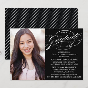 INVITATION STYLISE ÉLÉGANTE SCRIPT GRADUATE PARTITE INVITATIO