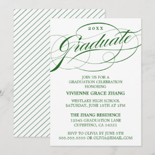 INVITATION STYLISE ÉLÉGANTE SCRIPT GRADUATE PARTITE INVITATIO