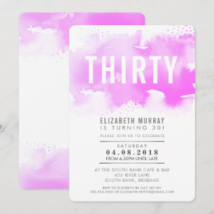 Invitation STYLISH 30E anniversaire moderne aquarelle chic ro