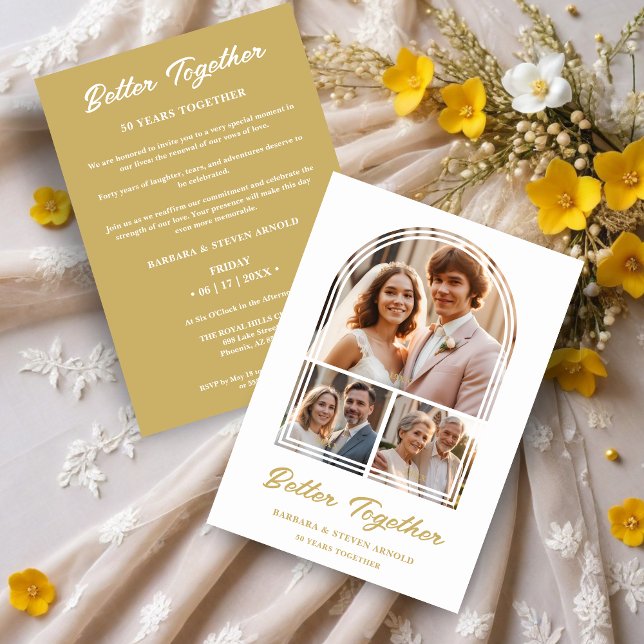 Invitation Stylish Arch 3 Photos Elegant Wedding Anniversary (Stylish Arch 3 Photos Elegant Wedding Anniversary Invitation Card as a Time Life Glamourous.)