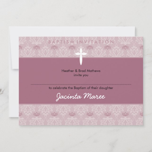 Invitation STYLISH BAPTISM INVITES : pretty 9aL (Devant)