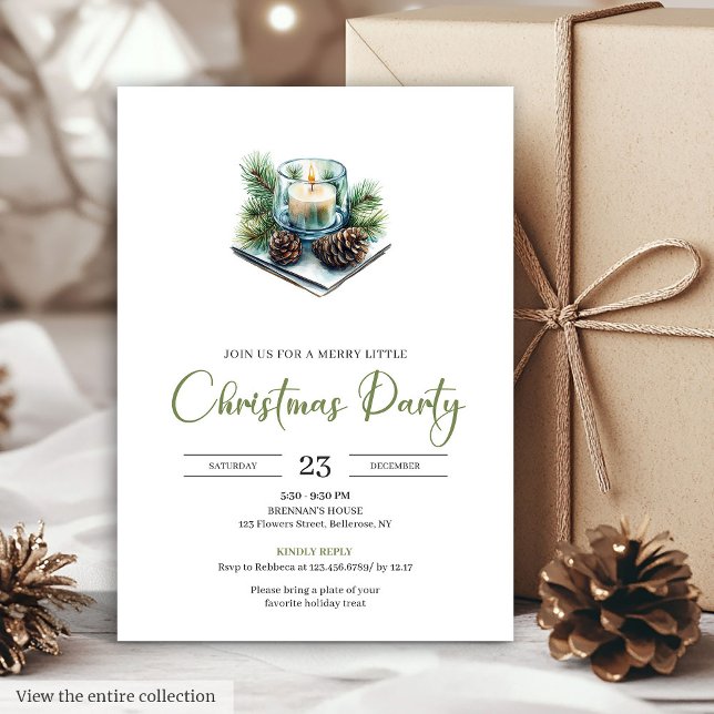 Invitation Stylish Bohemian Neutral Watercolor Holiday Party  (Stylish Bohemian Neutral Watercolor Holiday Party Invite)