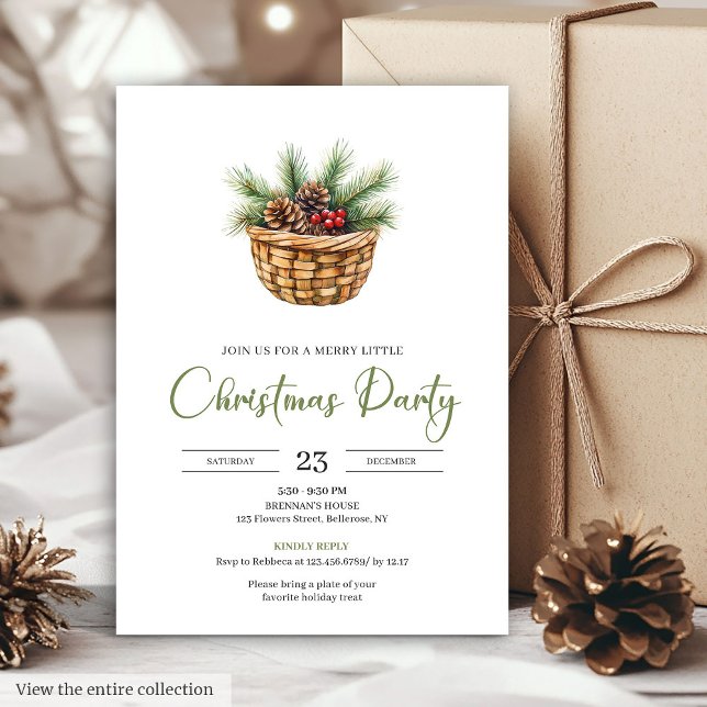 Invitation Stylish Boho Neutral Colors Watercolor Holiday  (Stylish Boho Neutral Colors Watercolor Holiday Card)