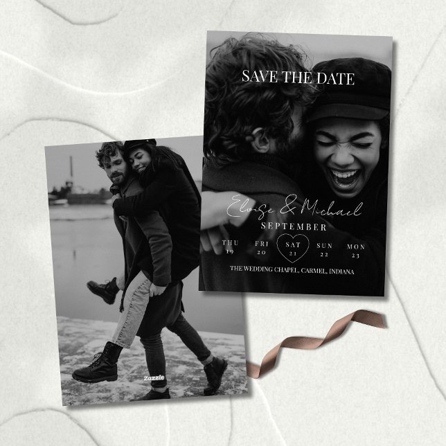 Invitation Stylish Calendar Photo Double-sided Save The Date (Invite guests to save the date with this Stylish Calendar Photo Double-sided Save The Date Invite!)