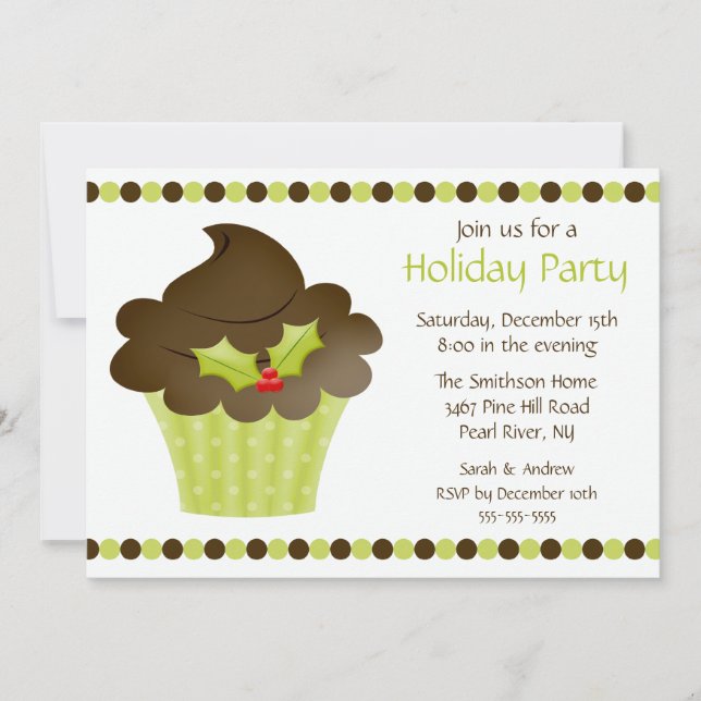 Invitation Stylish Cupcake Holiday Party (Devant)