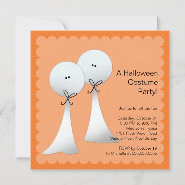 Invitation Stylish Ghost Halloween Party Invite (Devant)