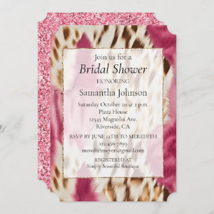 Invitation Stylish Girly Rose White Gold Zebra