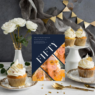 Invitation Stylish Moderne Cinquante   50e Anniversaire 3 Pho