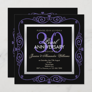 Invitation Stylish Pearl encadré 30e anniversaire de Mariage