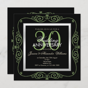 Invitation Stylish Pearl encadré 30e anniversaire de Mariage