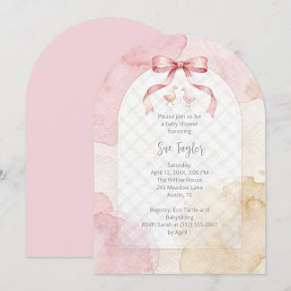 Invitation Stylish Pink Coquette Bow Girl Baby Shower LPM26