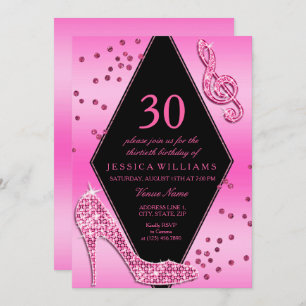 Invitation Stylish Pretty Glitzy rose 30e anniversaire