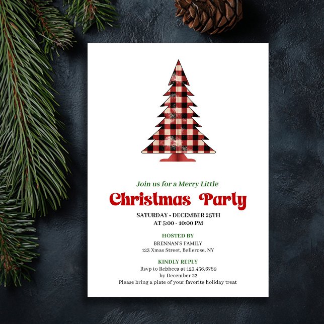 Invitation Stylish Red Black Plaid Christmas Event Invite (Stylish Red Black Plaid Christmas Event Invite)