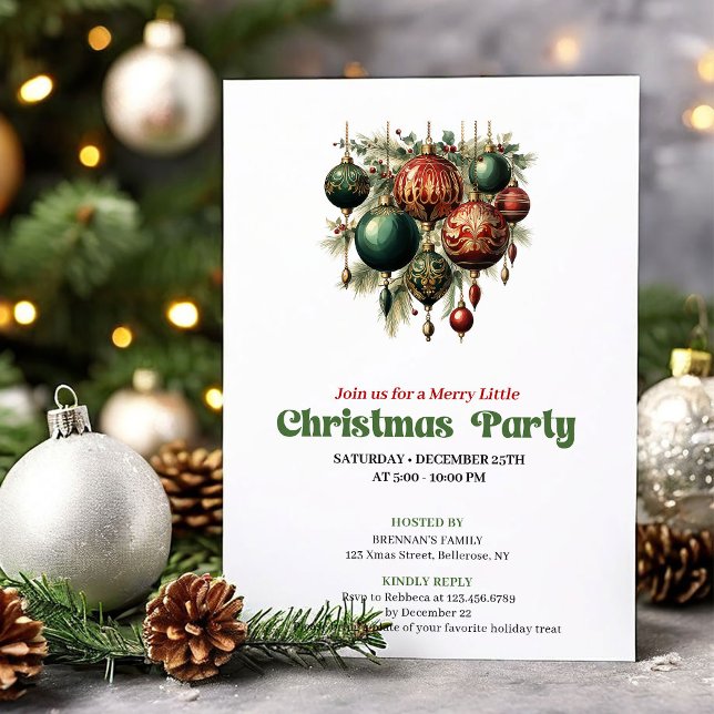 Invitation Stylish retro Christmas decoration party invite (Stylish retro Christmas decoration party invite)