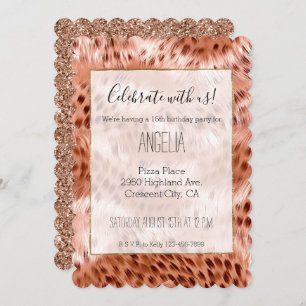 Invitation Stylish Rose rose rose or Leopard Glitz