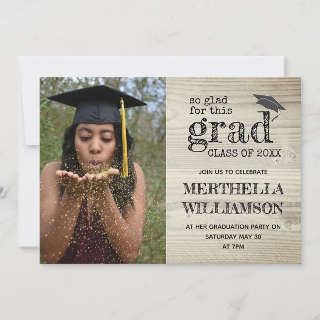 Invitation Stylish Rustic Photo Graduation (Devant)