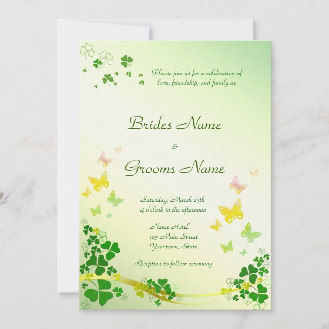 Invitation Stylish Shamrock Wedding (Devant)