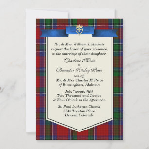 Invitation Stylish Sinclair Tartan Plaid Mariage personnalisé