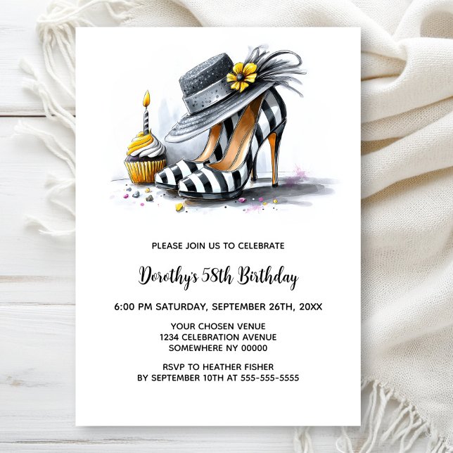Invitation Stylish Striped High Heel Shoes Birthday Party (Créateur téléchargé)