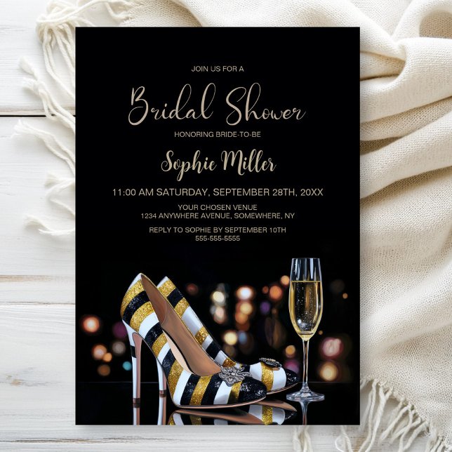 Invitation Stylish Striped High Heel Shoes Bridal Shower (Créateur téléchargé)